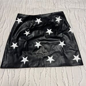 Star Black Faux Leather skirt